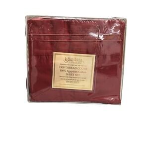 Jessica Sanders Twin Sheet Set 1500 Thread Count Red 100% Egyptian‎ Cotton NWT